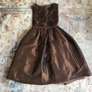 Lue Hermosa brown beaded and velvet girl’s dress